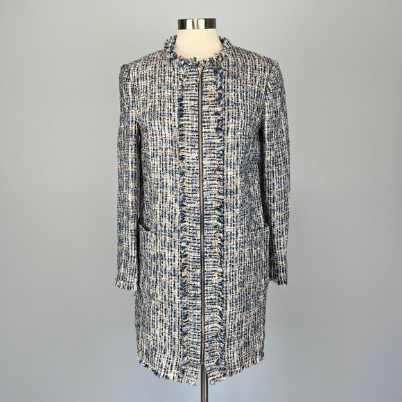 J. McLaughlin Black & White Tweed Open-Front Coat - Picture 4 of 16